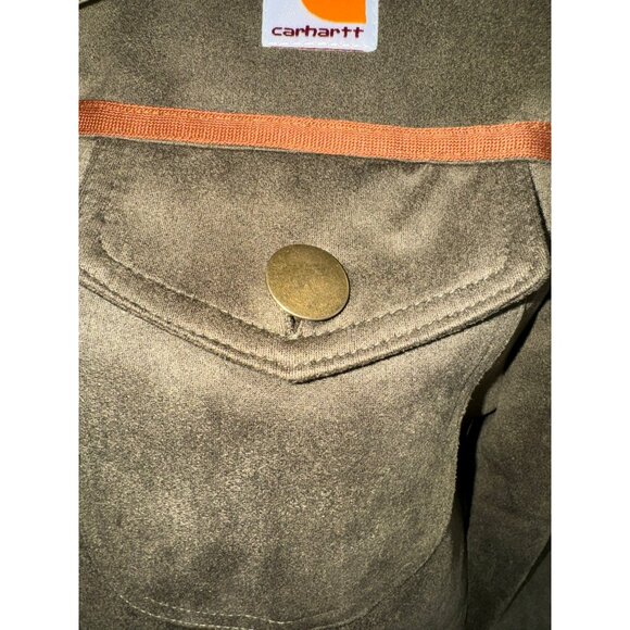 Carhartt Womens Olive Brown Overshirt Chore Jacket Gold Buttons Utility Casual M - Picture 12 of 13